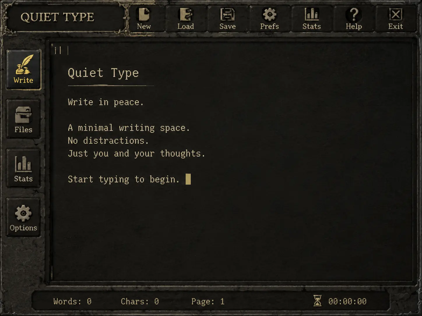 Скриншот: Quiet Type — минималистичное приложение для фрирайтинга